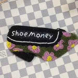 Beaded shoe money shoe zip coin purse nwot